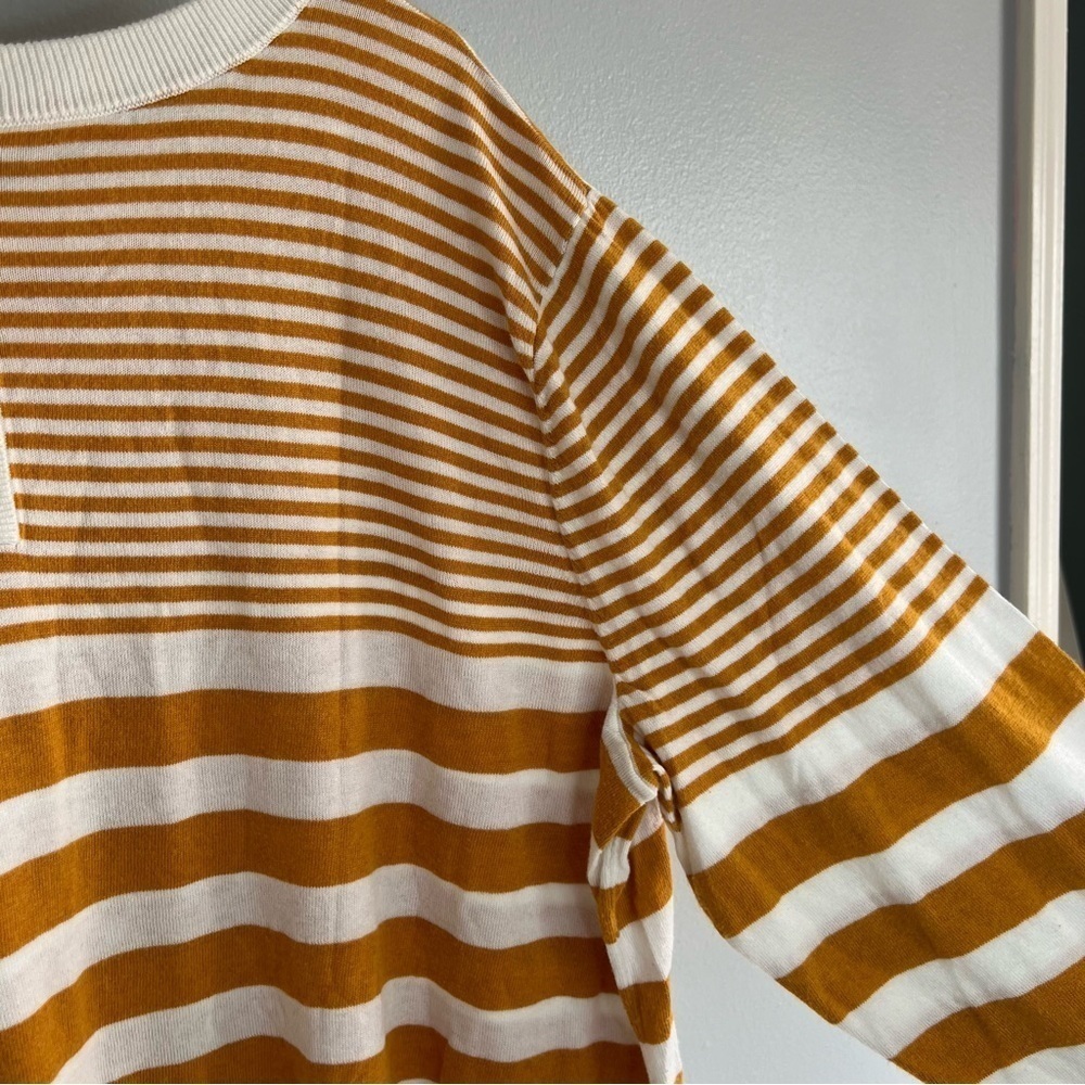 Market & Spruce Yellow White Striped Sweater Plus Sz 3X Lightweight Fall Soft - Picture 4 of 11